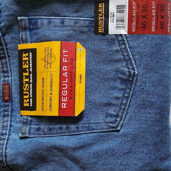 Rustler Extra Rugged Straight Leg Regular Fit Heavyweight Denim Jeans 46 x 30 - Picture 1 of 2